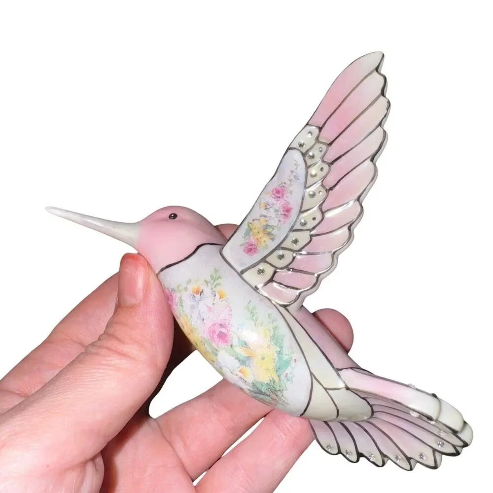 Lena Liu's Crystal Rose Hummingbird Precious Jewels‎ Ornament Bradford Editions